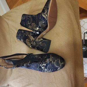 Black and Gold Brocade Bootie